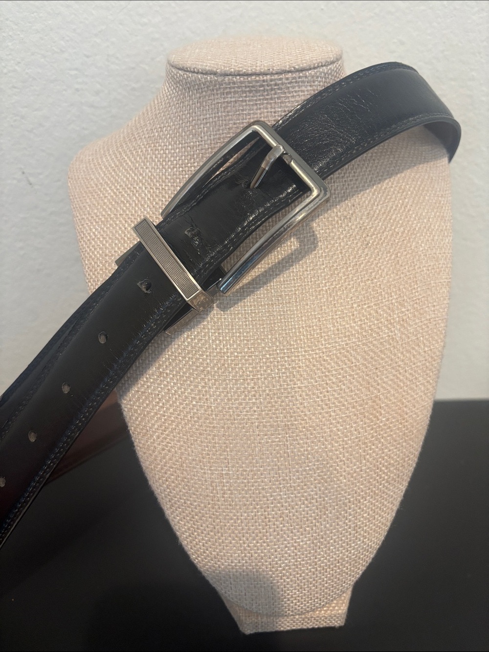 Perry Ellis Men's Reversible Leather Dress Belt - Black & Brown - Size 44/110